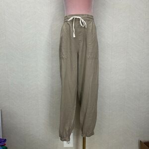 Blanknyc Linen Blend Pockets Drawstring Beige Jogger Pants Womens Size Medium